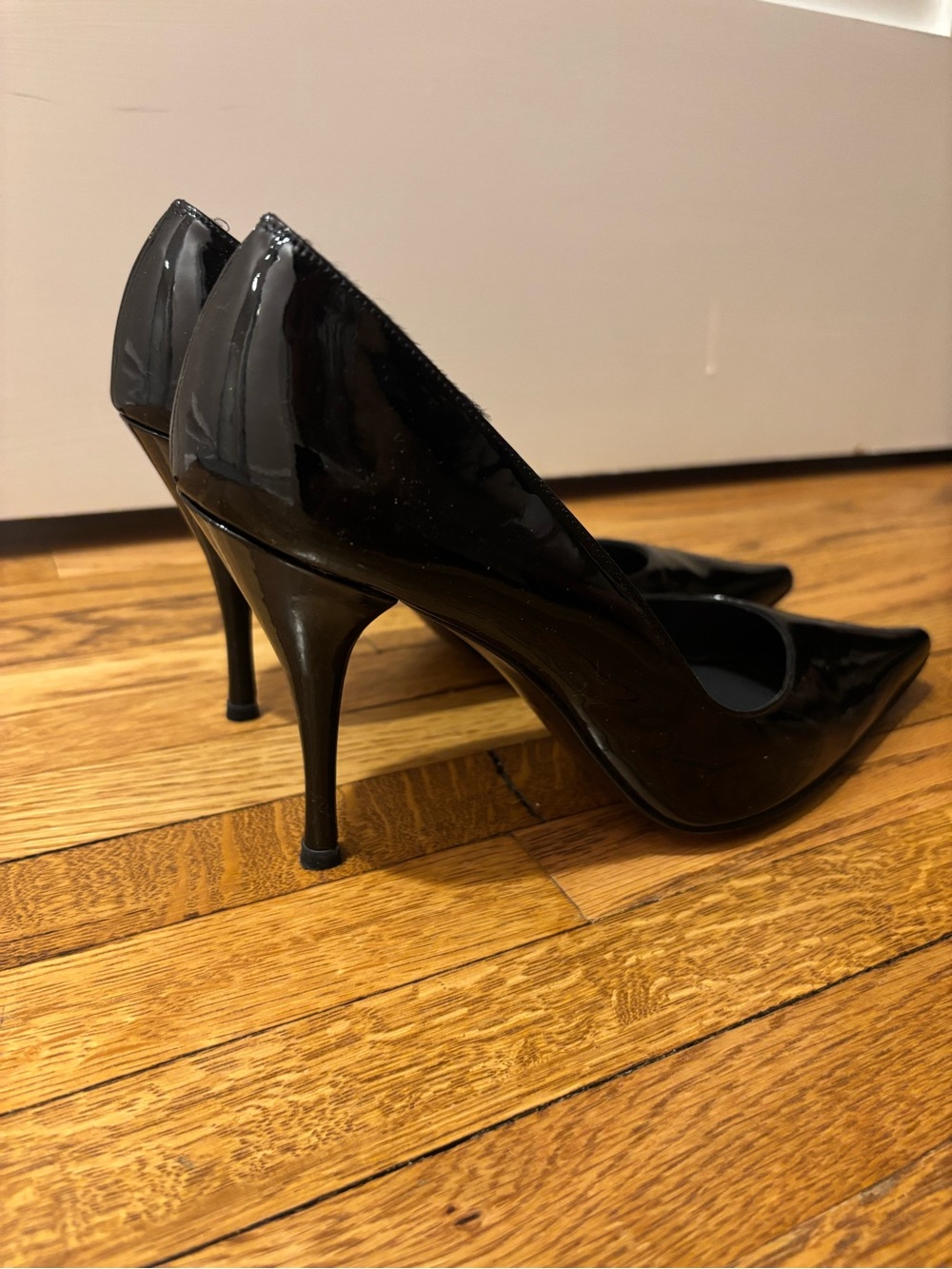 Stuart Weitzman Sensual Black Patent Pointed-Toe Pumps